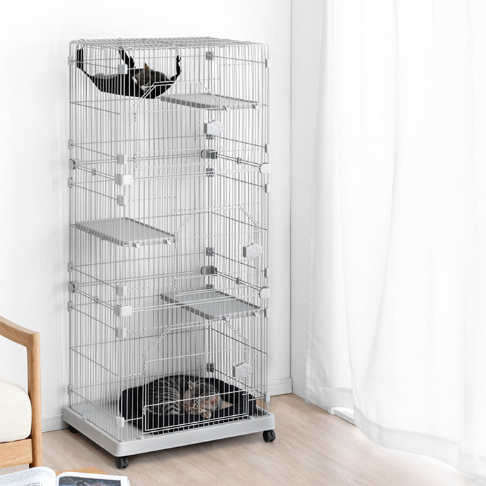 コンパクト 3段 キャットケージ ハンモック キャスター付き 脱走防止