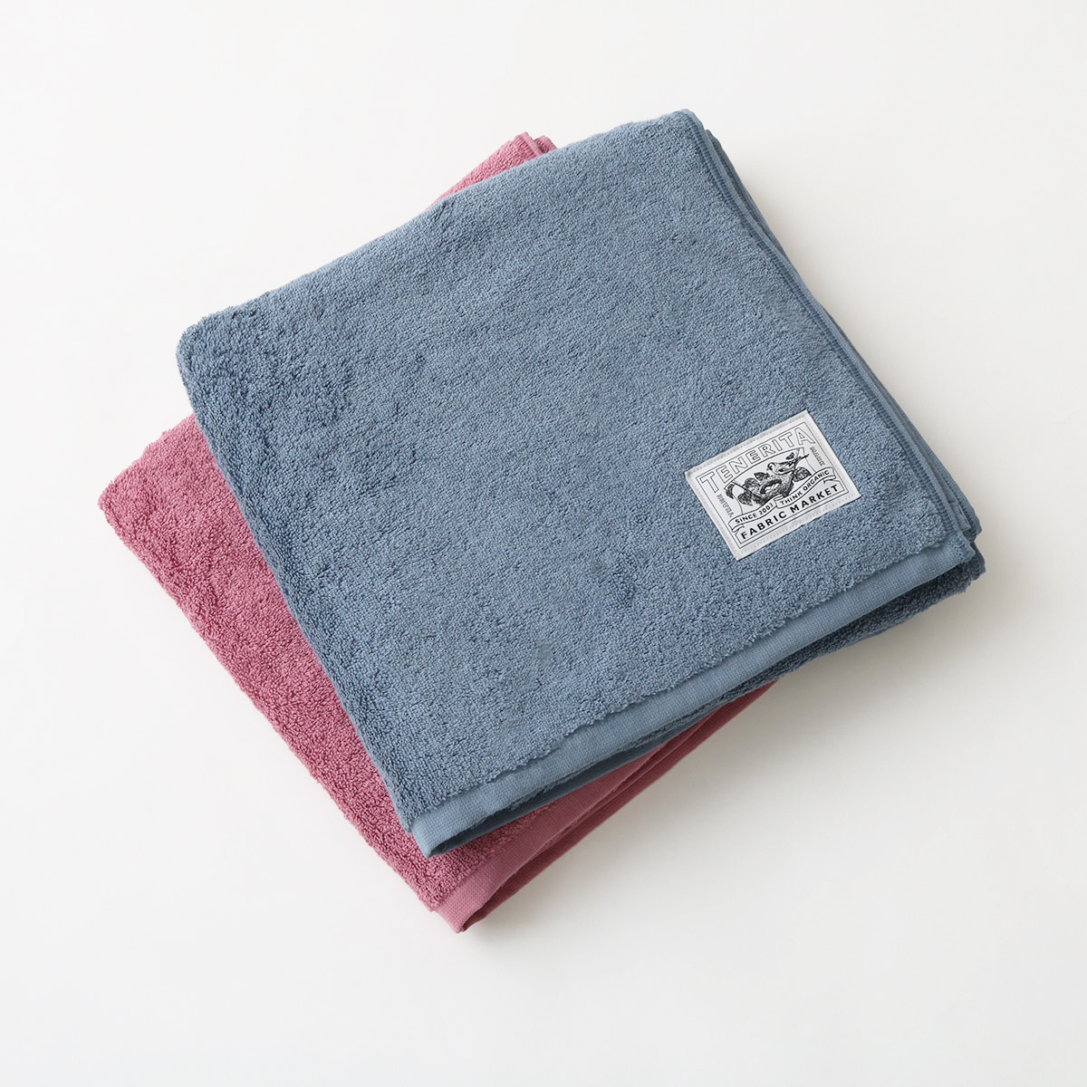 超甘撚りバスタオルショート2枚セット(ブルーグレー・ローズ)(FREE