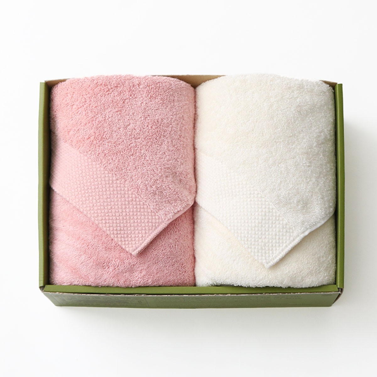 軽やかな甘撚りバスタオル2枚セット(ペールピンク・生成)(FREE