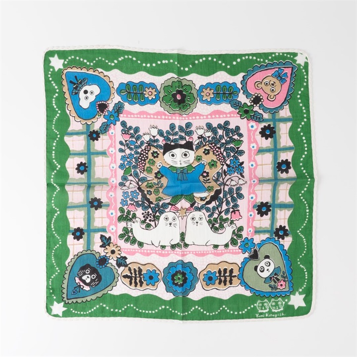 KILKI】53cmハンカチ フェアリー Yumi Kitagishi&KILKI ネコ 北岸由美