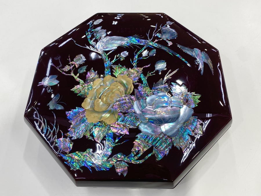 螺钿細工 置物 韓国伝統工芸品、 螺鈿細工八角箱、 中華風おひつ、菓子