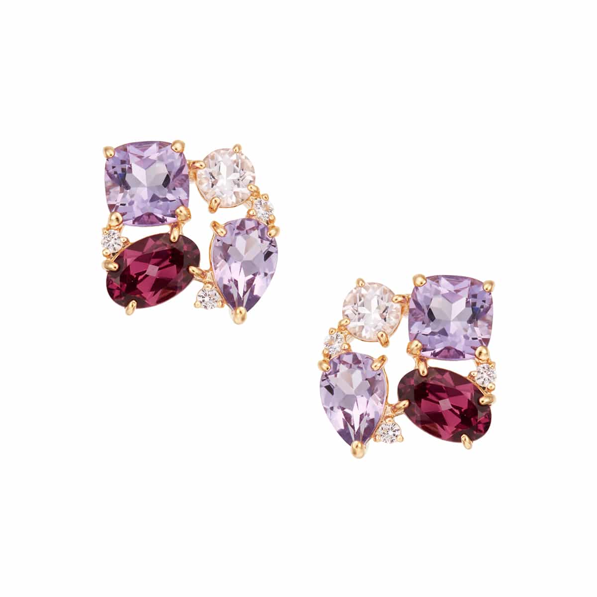 K10イエローゴールドマルチストーンピアス(RPE519-003)|TSUTSUMI