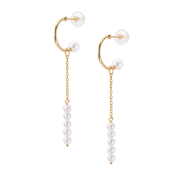 K10イエローゴールド淡水パールピアス(RPE303-002)|TSUTSUMI