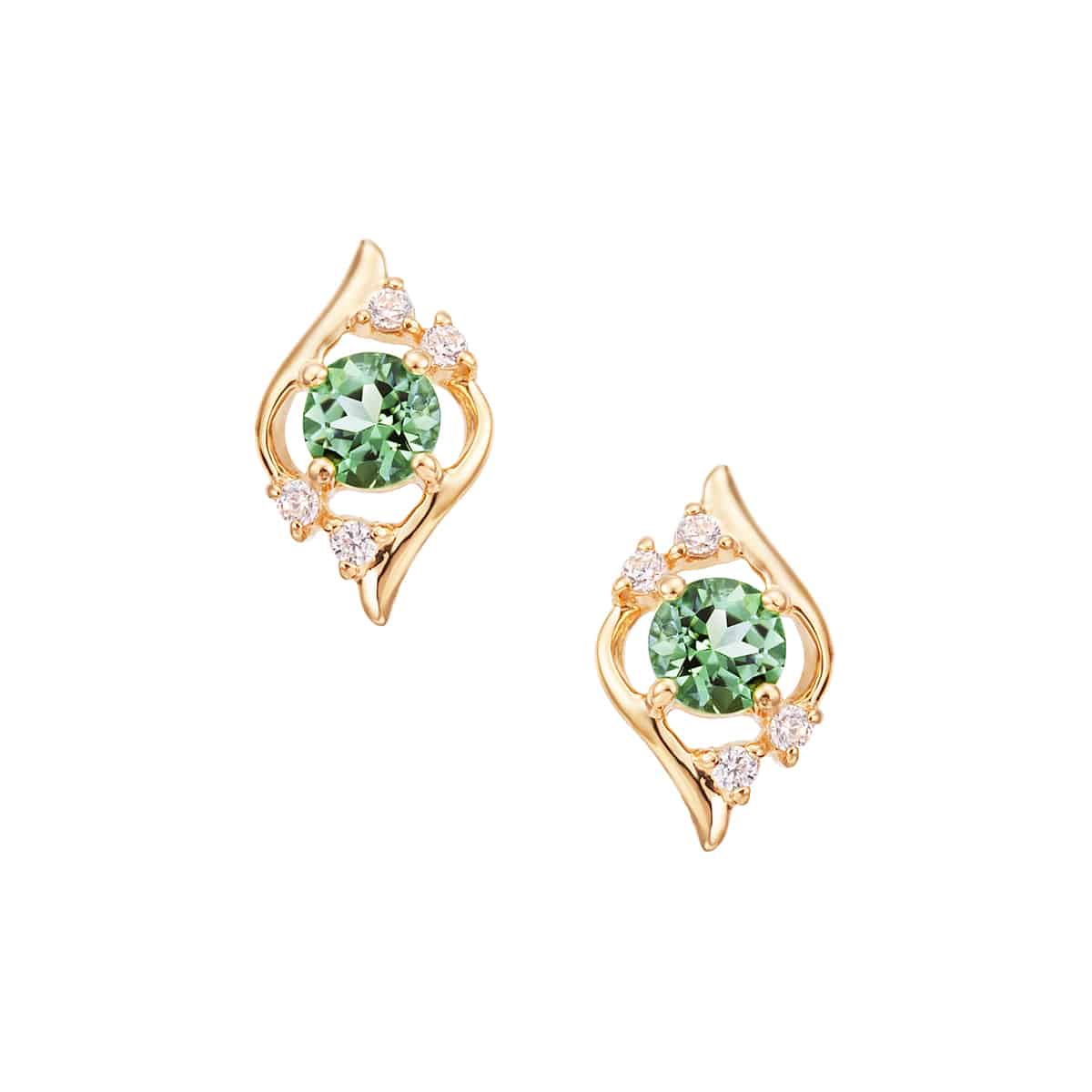 K10イエローゴールドグリーントルマリンピアス(RPE888-002)|TSUTSUMI
