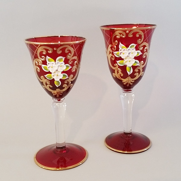 ビンテージ イタリア ベネチアングラス 金彩コンポート 直径㎝ 高さ