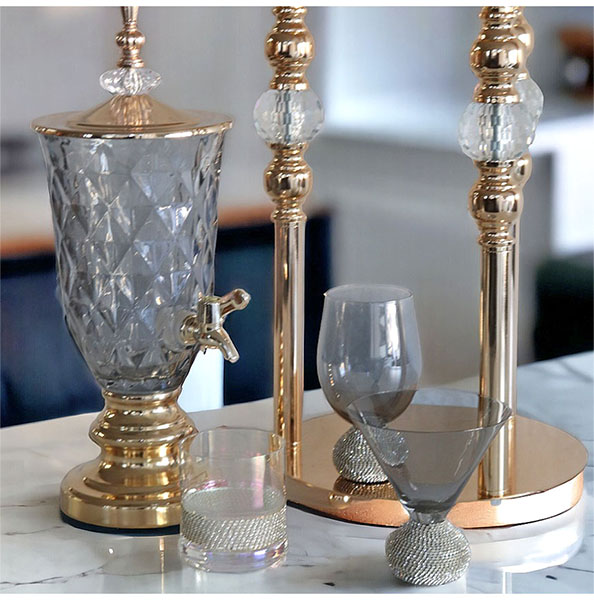 ヴィンテージ リモージュワイングラス 金粒 紫色の高脚グラス 金色装飾