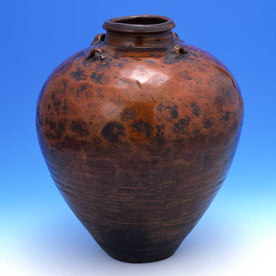 褐釉四耳壺（呂宋壺）】 フィリピン渡来 ルソン壺 呂宋助左衛門 褐釉四