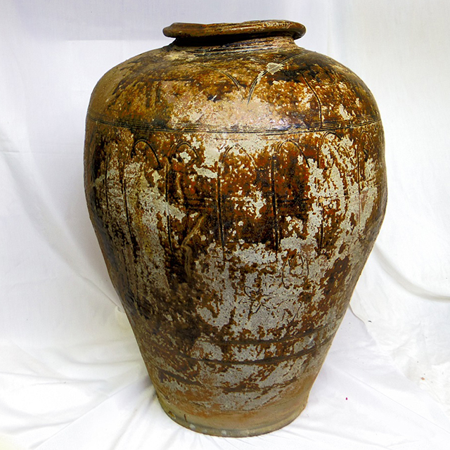 金～元時代・13～14世紀 「河南天目」 黒釉褐彩牡丹文大壷 WWTT131