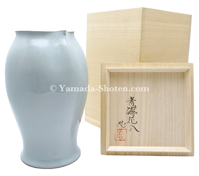 陶芸家 川瀬忍 青磁 花瓶 花入 中国写 中国古陶磁 箱なし 陶芸家 川瀬