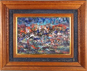 岡 鹿之助「巣」リトグラフ 本人鉛筆サイン入 額付 EA版 25.10.29−1