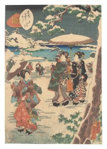 歌川国貞 浮世絵 木版画 餅つき風景2枚セット 年中行事 美人画
