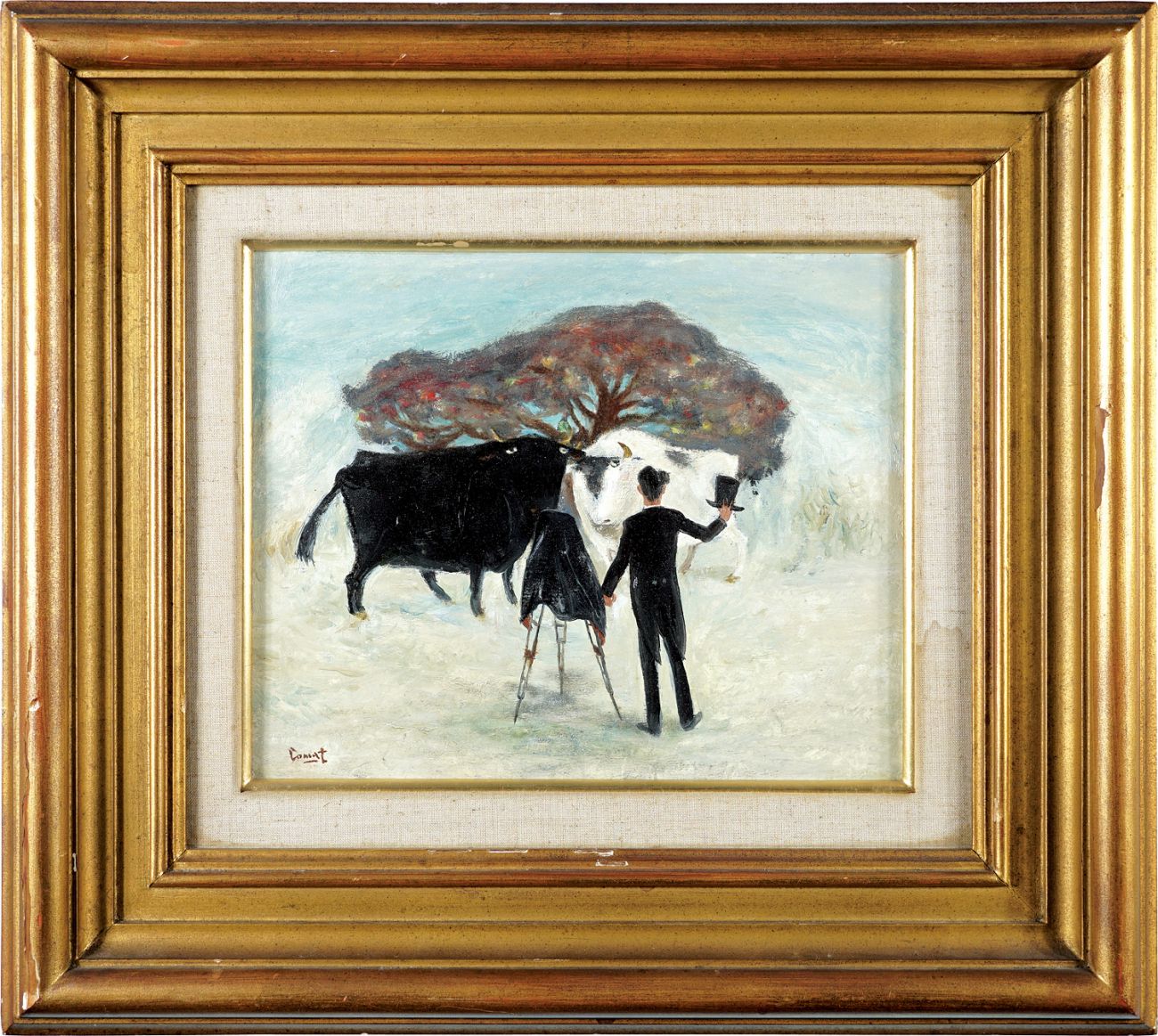 小松崎邦雄 タイトル「背景の彼」 油彩画 サイン有り 小松崎邦雄