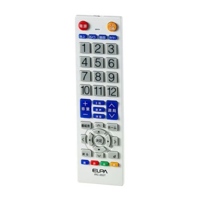 ELPA テレビ用 リモコン 23社対応 ホワイト [押しやすい 見やすい 地
