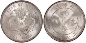 北洋造34年光绪元宝库平七钱二分银元行情价格图片- 元禾收藏