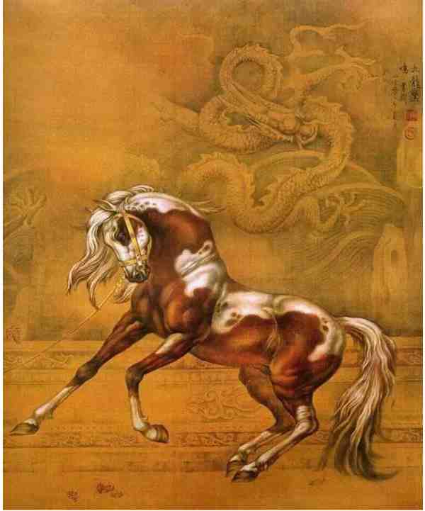 清代 中国美術 馬！馬！馬！乾隆八駿圖、大型絵画（複製模写品）