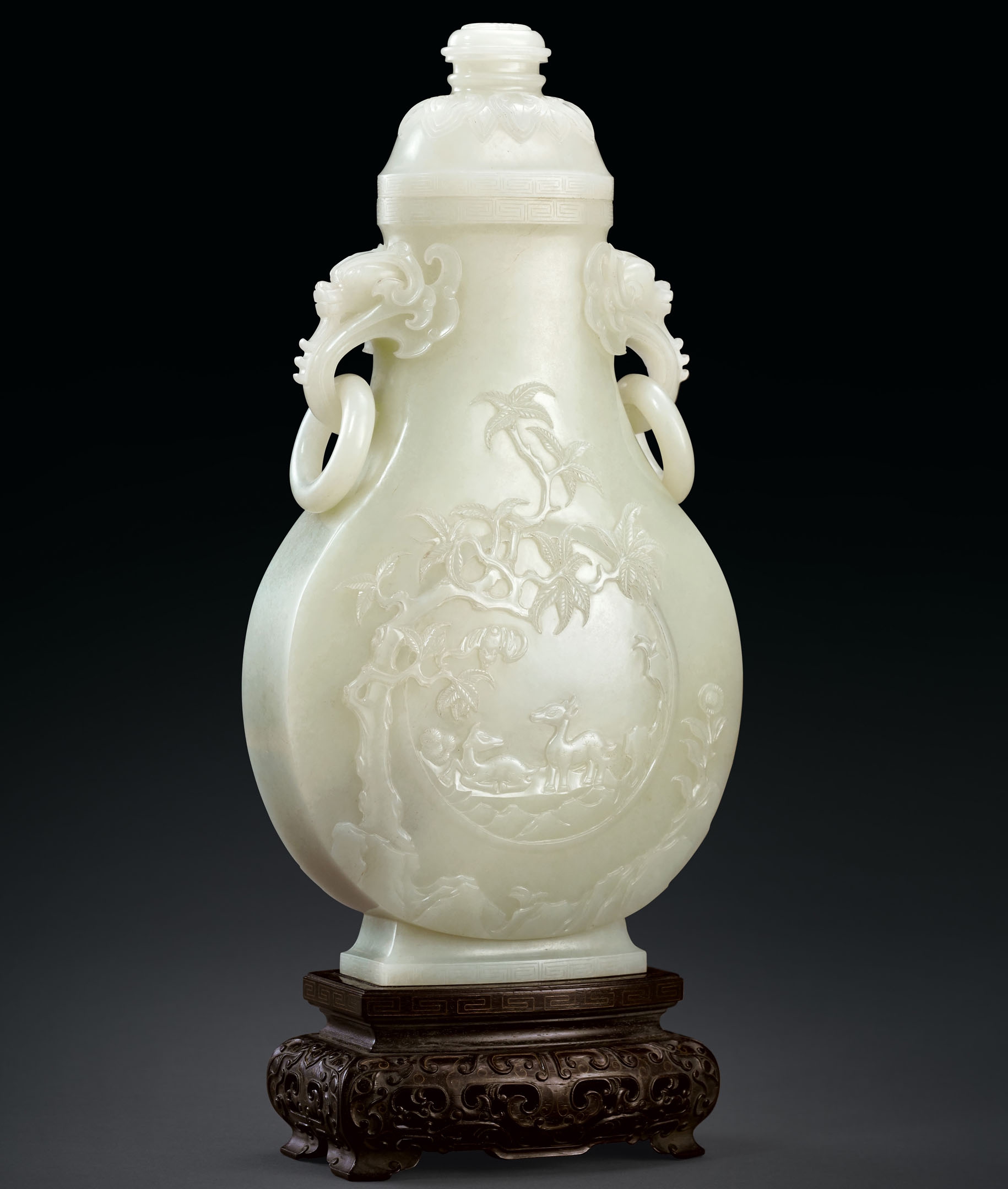 中国古香炉 龍彫 中国美術 玉石製 環付 三足 香炉 香櫨 台座付 香道具