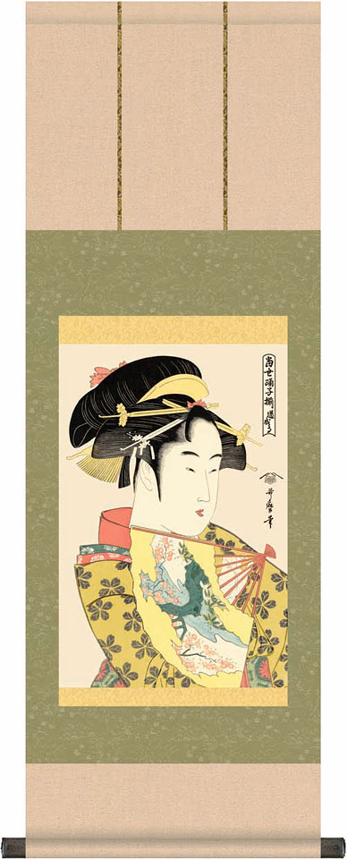 喜多川歌麿 織物掛け軸 特製桐箱付 楽天市場】喜多川歌麿・ビードロを