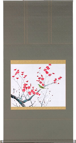 掛け軸「紅白梅」珠香 楽天市場】久芳道信 「 紅白梅 」 掛軸 ( 尺五立