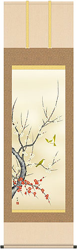 秋草に白鷺 日本画 掛け軸 田村竹世 掛け軸-秋草に白鷺／田村 竹世（尺