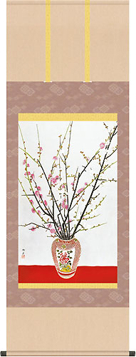 速水御舟 月に桔梗図 木版画 掛軸一幅 昭和8年作【便利堂図版参考