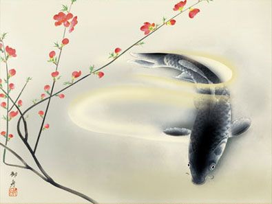 有名作家の掛け軸 速水御舟作 春池温