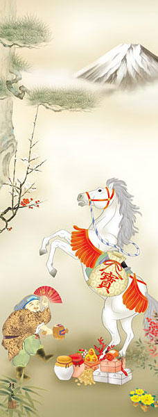 真作⁄菅楯彦⁄花下宴楽⁄桐共箱付⁄布袋