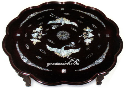 韓国の伝統工芸品・螺鈿細工の折りたたみ式丸膳