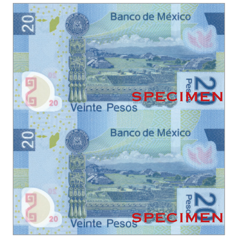 切手・趣味の通信販売｜スタマガネット 2枚連刷紙幣 メキシコ 20ペソ