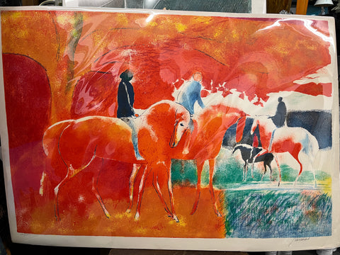 Paul Guiramand signed lithograph: Horses at Sunset – Xenophon Press