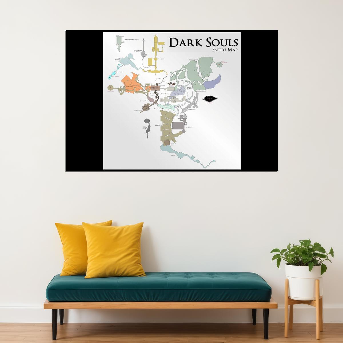 Poster - Dark Souls Map Poster Lordran Region Print Dark Fantasy