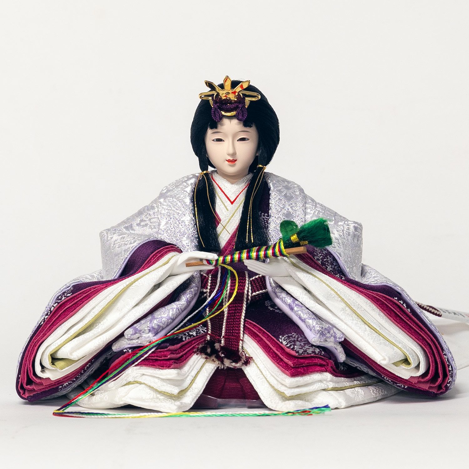 紫色の花柄御所人形 雛人形】芥子親王飾り 花ゆうそく | 雛人形