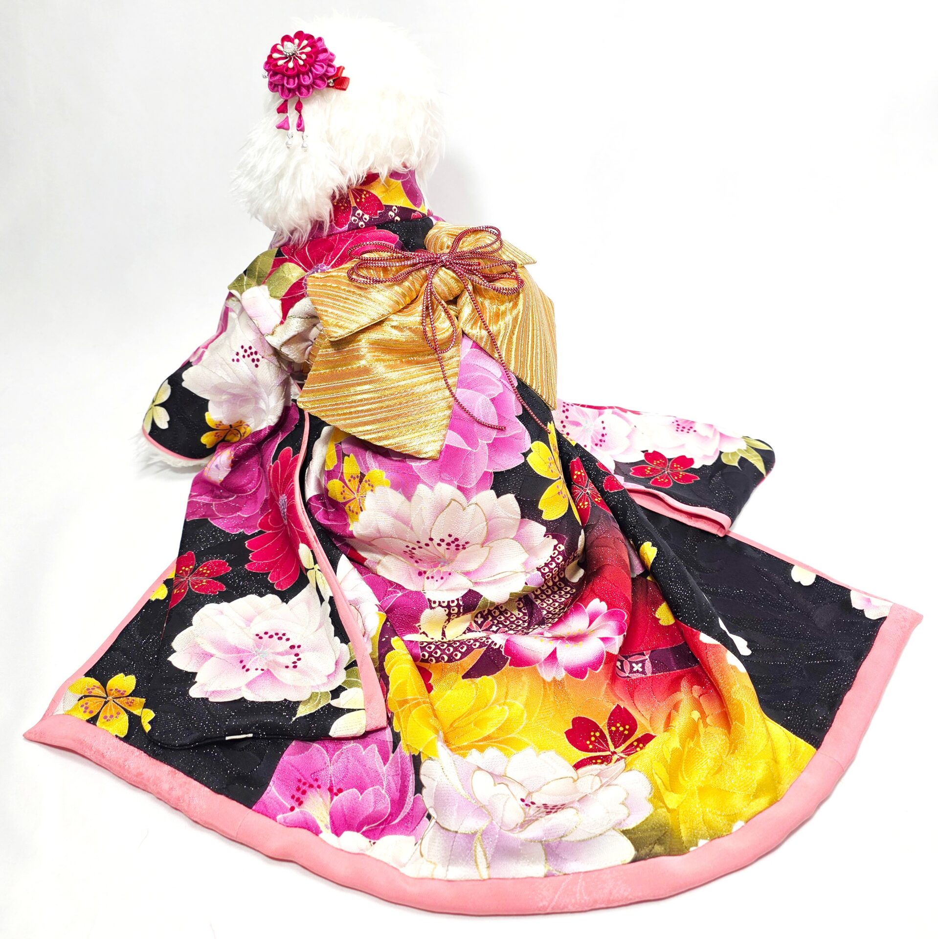 犬用 振袖 お引きずりセット 犬猫服1点限り お引きずりの大