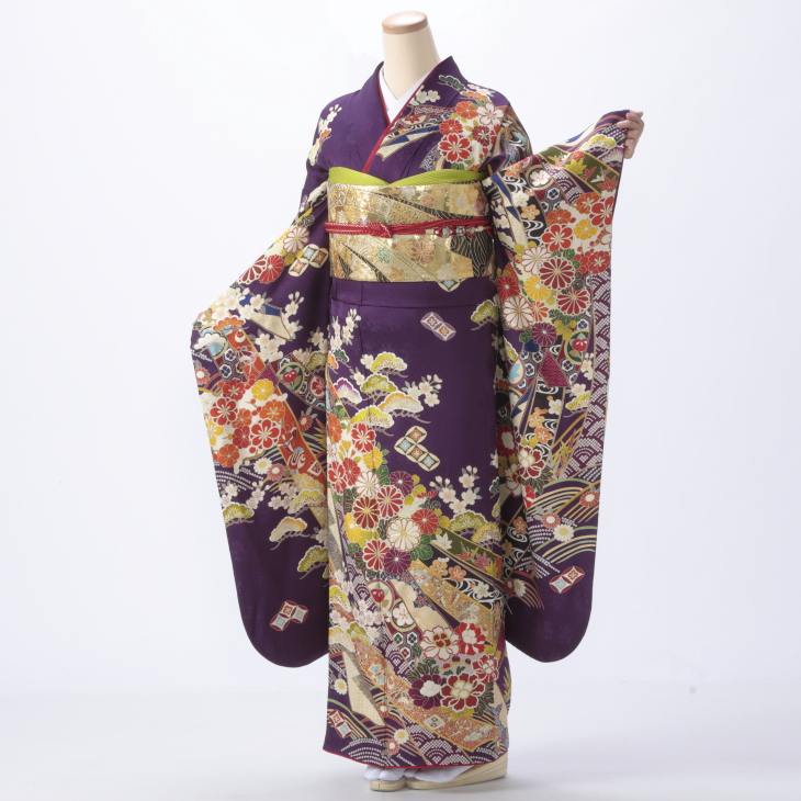 成人式】紫色正絹振袖 フルセット｜30万円クラス相当｜一点もの