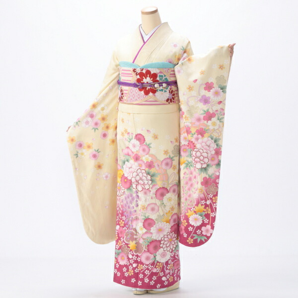 f0322016】【からし・黄系】振袖 販売 フルセット Mサイズ 【中古