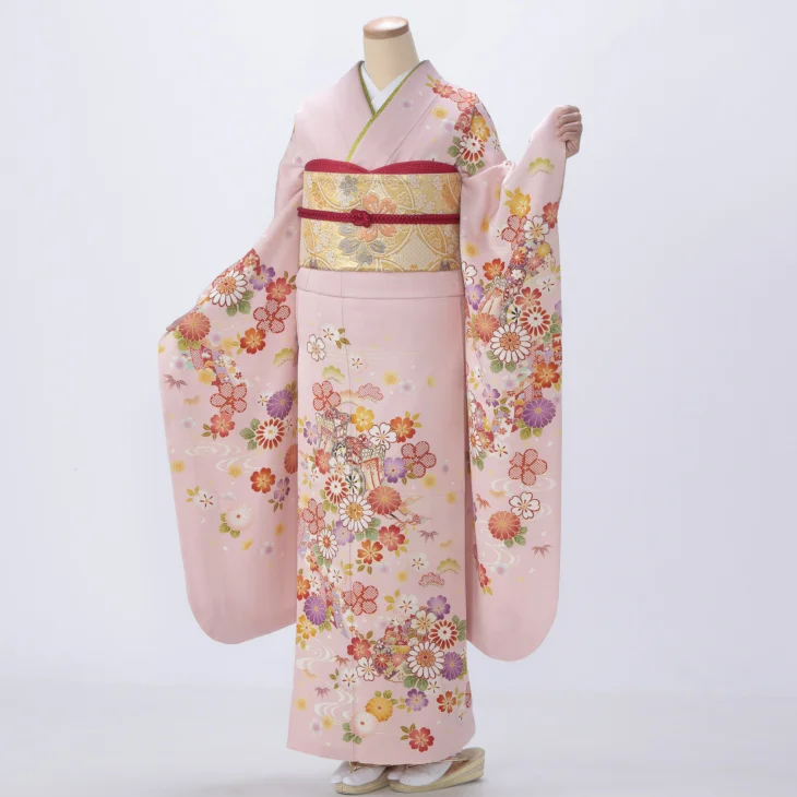 f0217046】【ピンク・オレンジ系】振袖 販売 フルセット Mサイズ