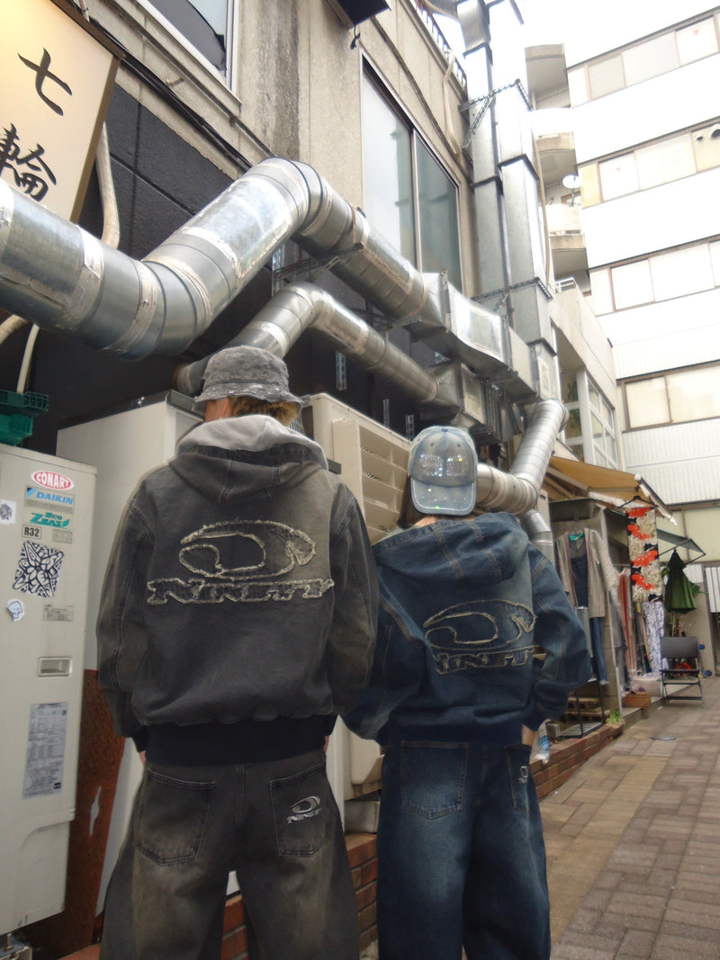 Heisei Logo Denim Zip Hoodie – YZ