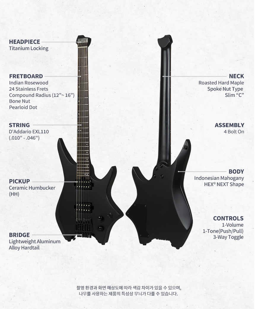 む*】様 HEX Guitars N400 Black ヘッドレスギター（ストラ む*】様