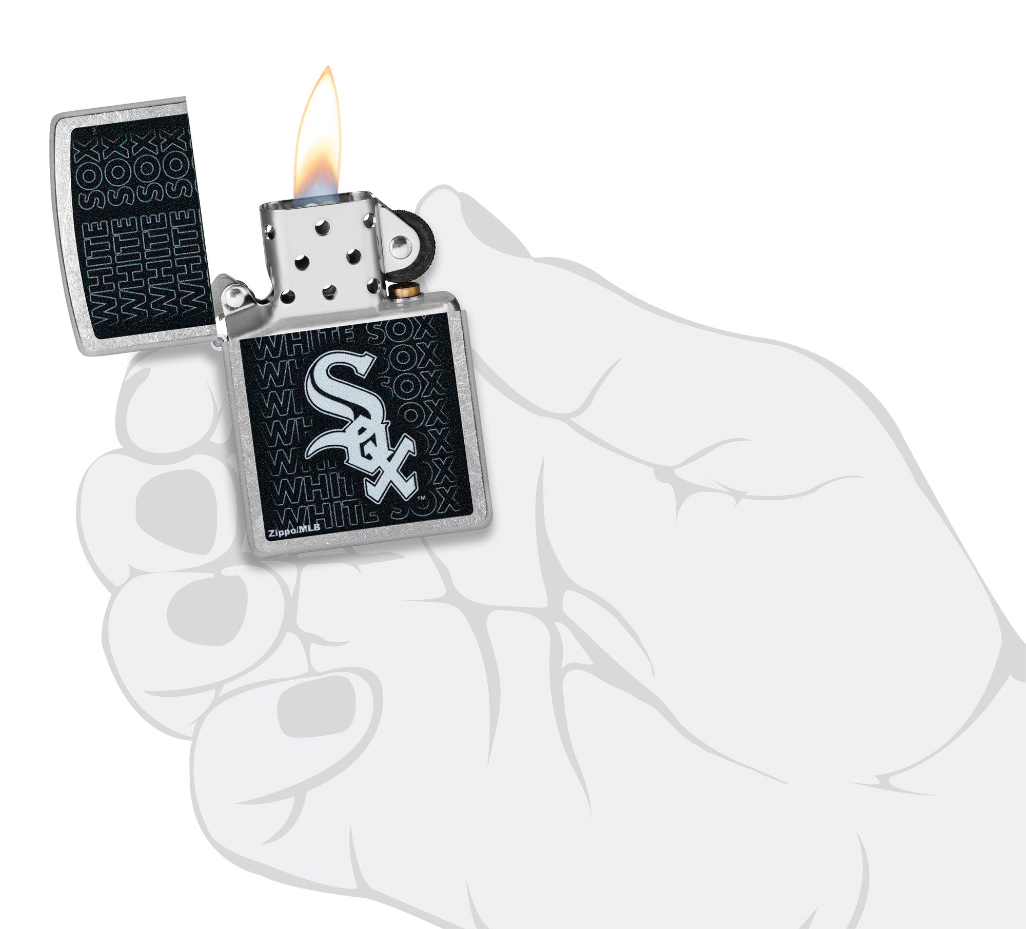 Zippo MLB® Chicago White Sox™ Logo Design Street Chrome Windproof