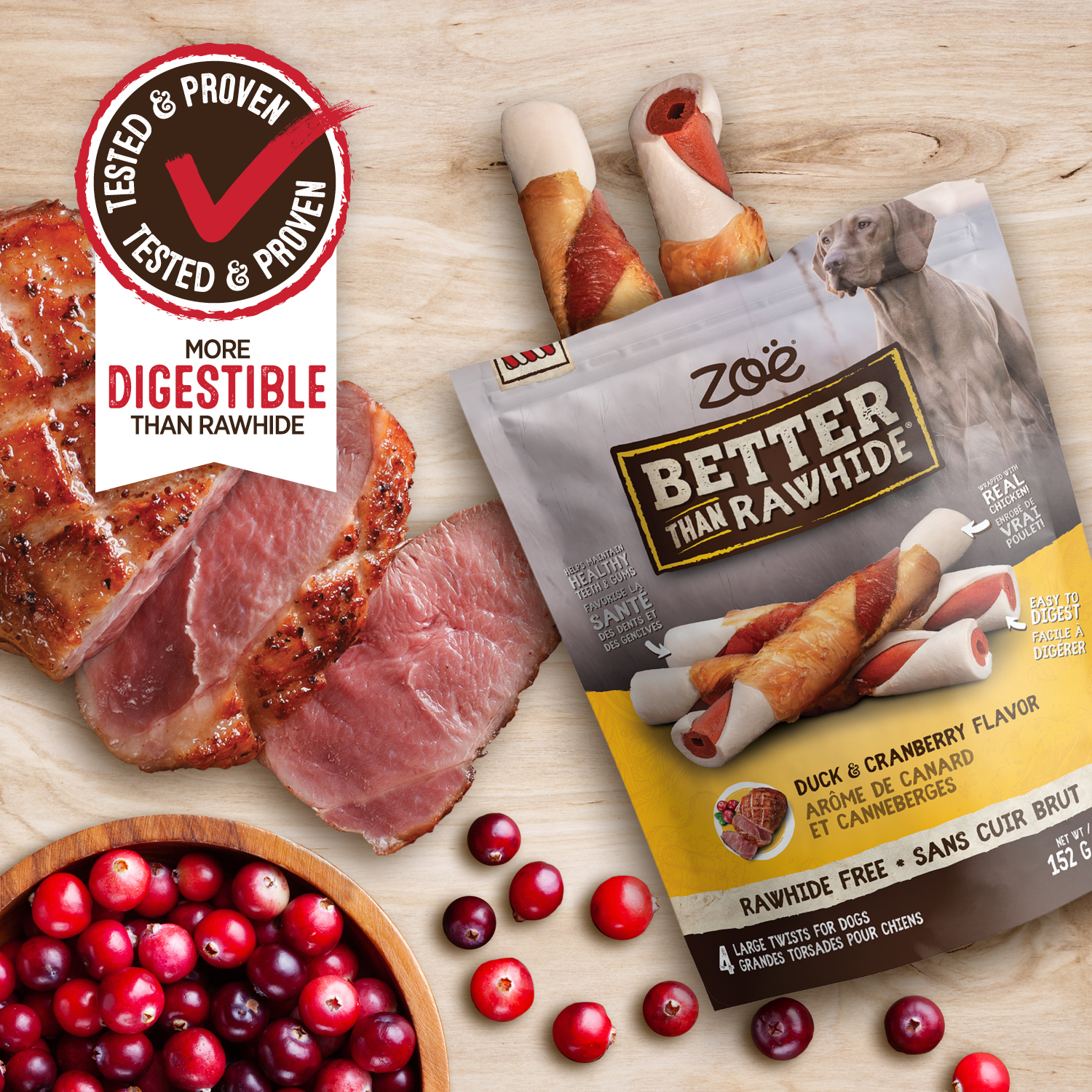 Rawhide Free Large Twists for Dogs | Duck & Cranberry - Zoë