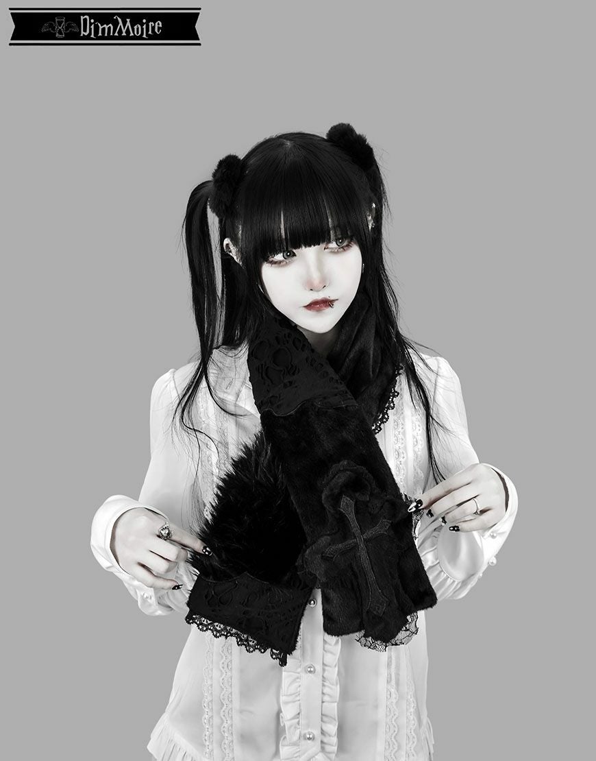 DimMoire【ディムモアール】十字の誓いつぎはぎマフラー/Black