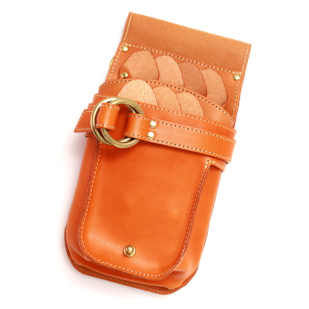 トリマー向き】 7丁差し ヌメ革ナチュラル シザーケース TSC-10/NA