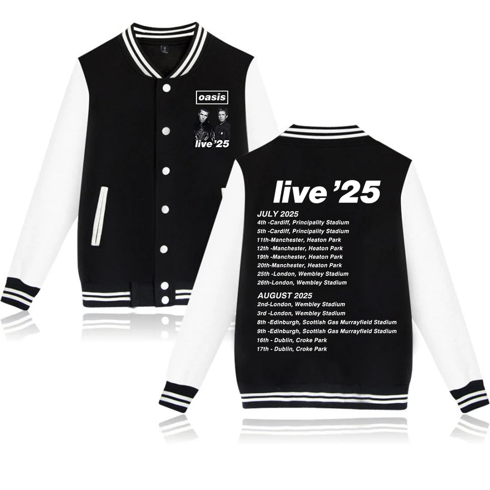 Oasis Live 25 Tour Hoodie Baseball Uniform Jackets Men Women Hip