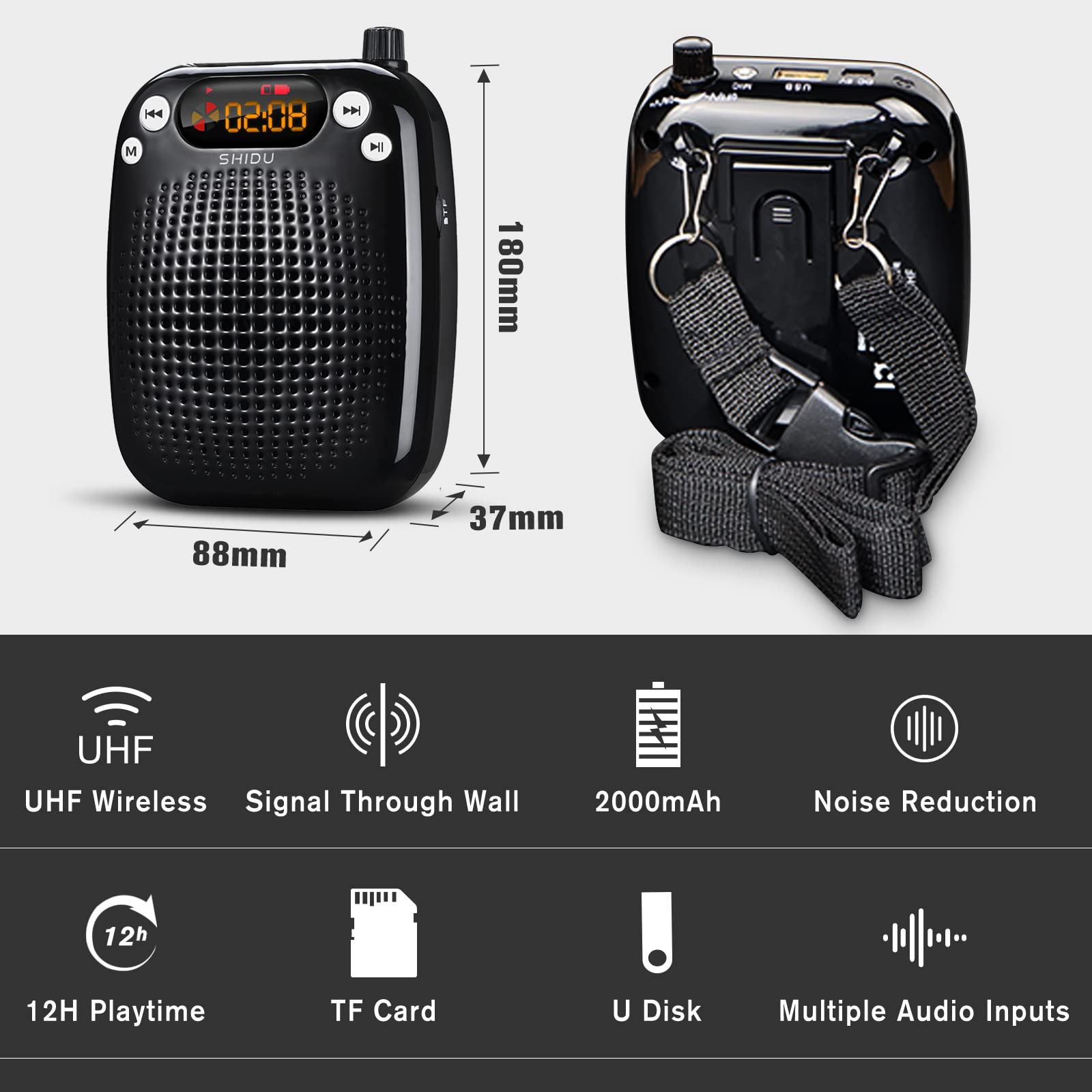 SHIDU K10 Bluetooth ワイヤレススピーカー 卸売 ブラック SHIDU K10