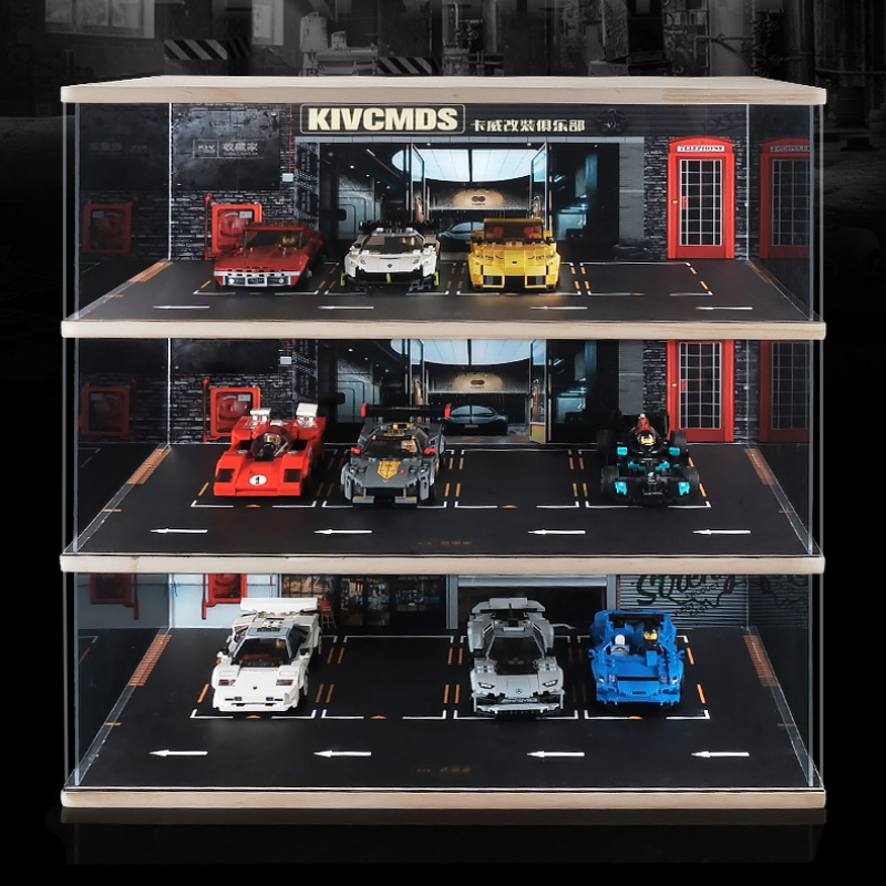 ジオラマ ガレージ カーガレージ 1/18 USB LED照明 1台展示 Darkt