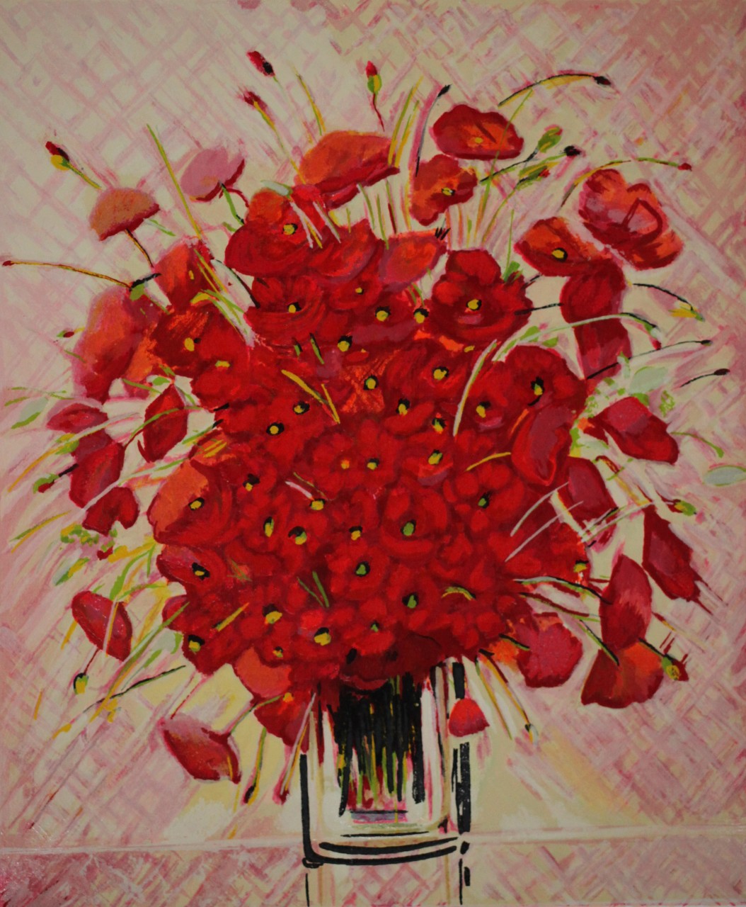 ミッシェル・アンリアルザスの春オリジナルシルクスクリーン版画自筆