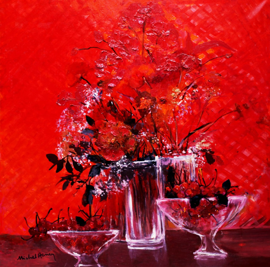 シリアルナンバー有り ミッシェル・アンリ 「真紅の花」 シリアル