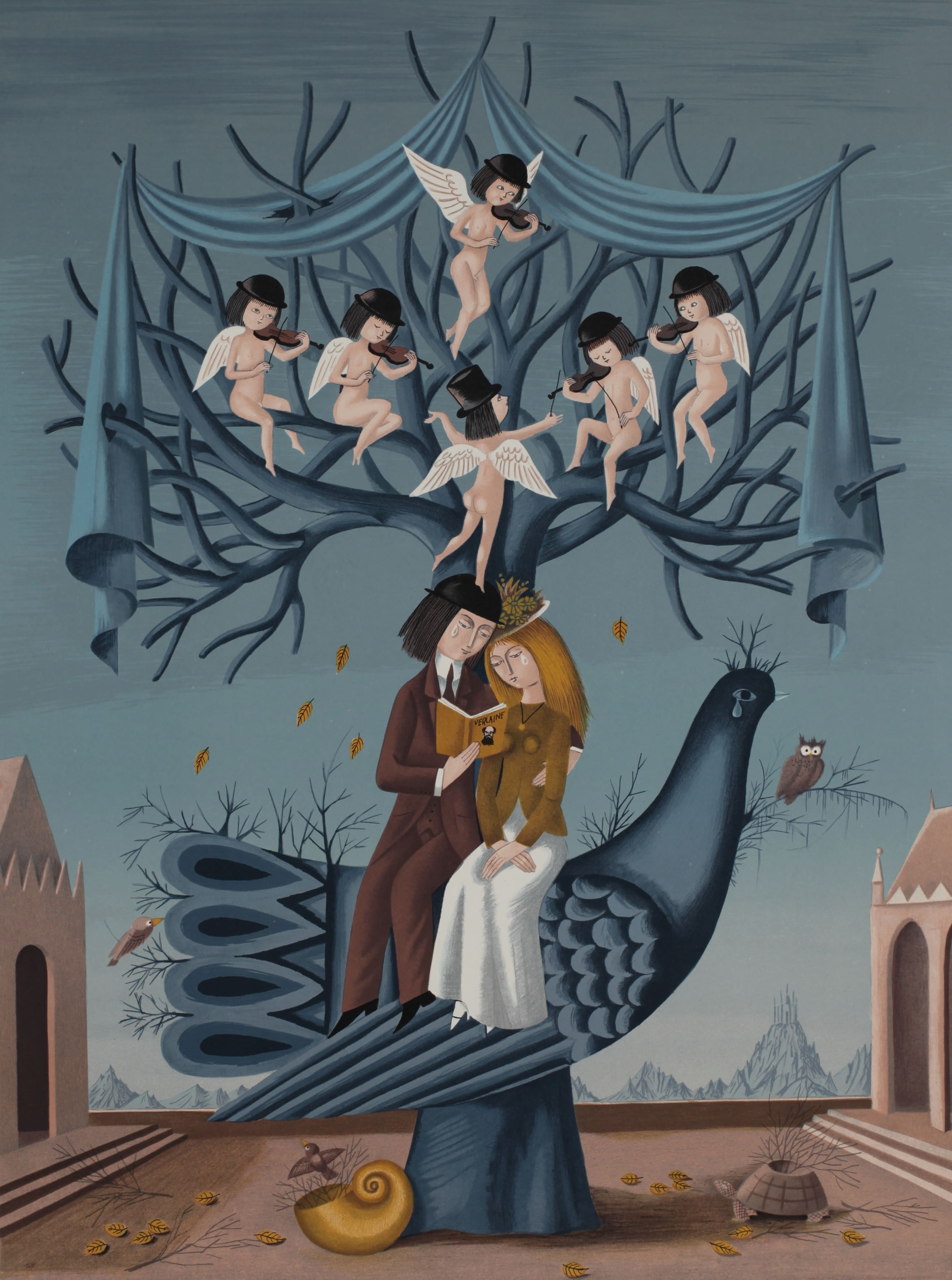 レイモン・ペイネ 【秋のバイオリン】オリジナルリトラフ版画 作家自筆