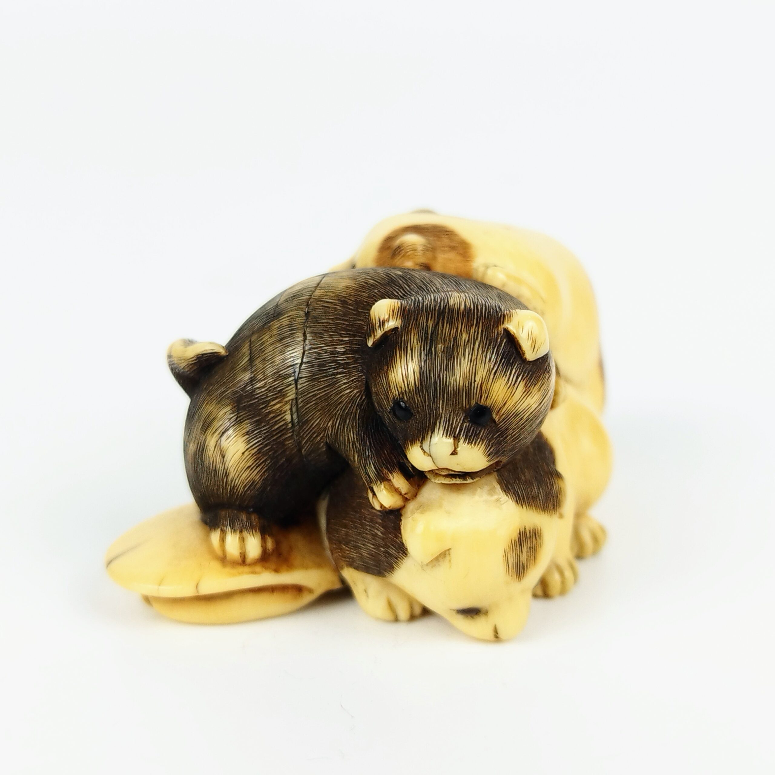 牙彫り根付 犬 – 古美術西川