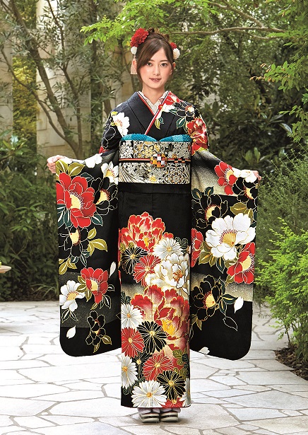 美品 黒地 地紋 金彩 銀彩 逸品 振袖 フルセット 振り袖 金彩古典振袖＊