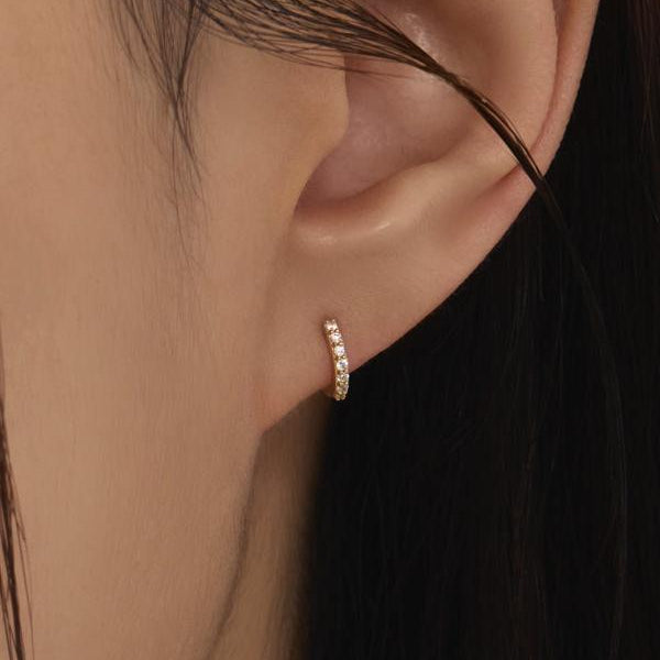 サイズ追加】 K14 フラット ストーン ワンタッチ ピアス [シングル